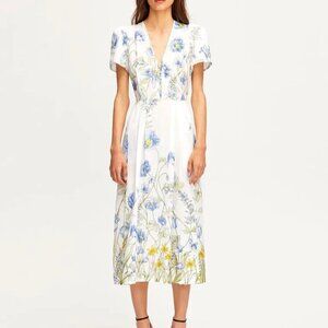 Alice McCall Floral Midi Dress Women Size 6 White Side Zip